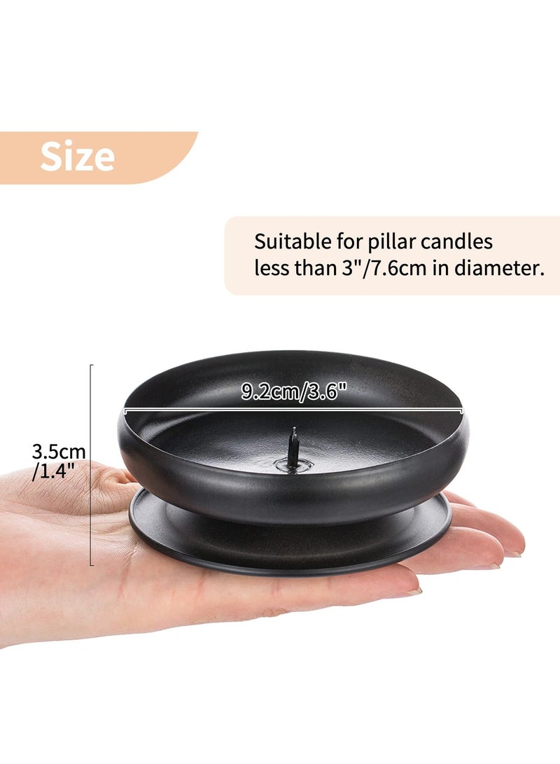 SYOSI Black Iron Pillar Candle Holders Spike Candle Holder 3.6"/ 9cm Diameter, Ideal for Wax or LED Candle Gardens, Spa, and Aromatherapy, Incense Cones, Wedding (2Pcs) - Image 5