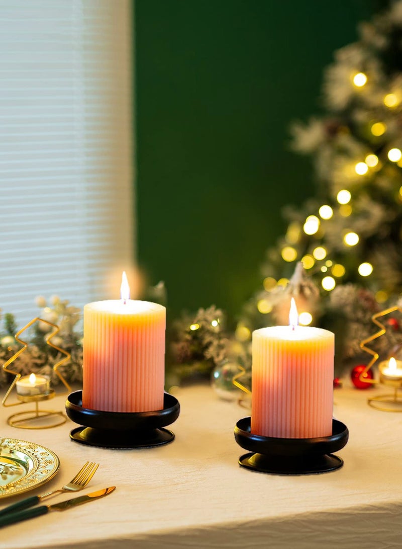 SYOSI Black Iron Pillar Candle Holders Spike Candle Holder 3.6"/ 9cm Diameter, Ideal for Wax or LED Candle Gardens, Spa, and Aromatherapy, Incense Cones, Wedding (2Pcs) - Image 2