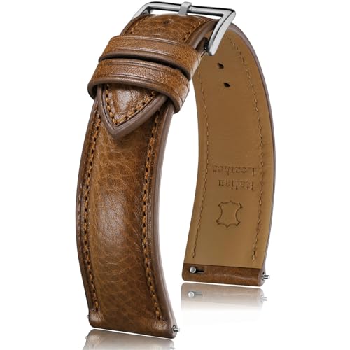 Getalia Italian leather Watch Band Tuscany Natural Vegetable-Tanned Full Grain Genuine Leather, Skin-Safe, Quick Release Replacement Watch Straps for Men and Women Thick and Soft (Cognac Width-20mm) - Image 1