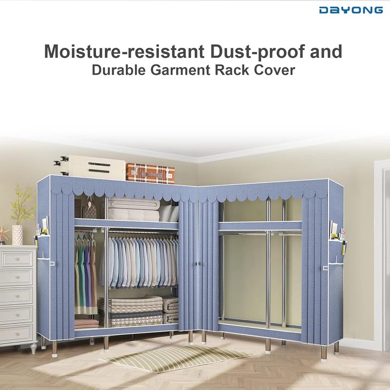 DAYONG 1500 lbs Heavy Duty Portable Steel Closet, 4 Partition Simple Standing Wardrobe, Fabric Clothing Storage Organizer for Home Rental Apartment Dorm, 51.2"W x 17.7"D x 66.9"H - Image 5