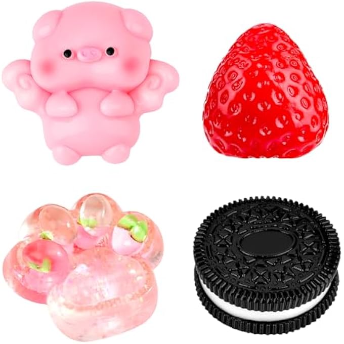 Dandin Taba Squishy Cat Set, Biscuit Stress Relief Toy, Fidget Toys Sensory Stress Toy for Christmas, Halloween, Birthday Gifts, Girls and Boys Pack of 4 - Image 1