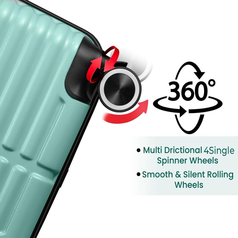 MNUK Destiny Carry-on Luggage | Hardside Soft Handle Trolley with TSA Lock | 360° 4 Wheeler (Pista green, Checked Luggage 28- Inch) - Image 3