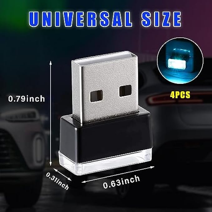 Bukela 4 Pcs Usb Led Car Interior Atmosphere Lamp PlugIn Usb Decor Night Light Portable Auto Ambient Lighting Kit Universal Vehicle Interior Accessories For Most - Image 2