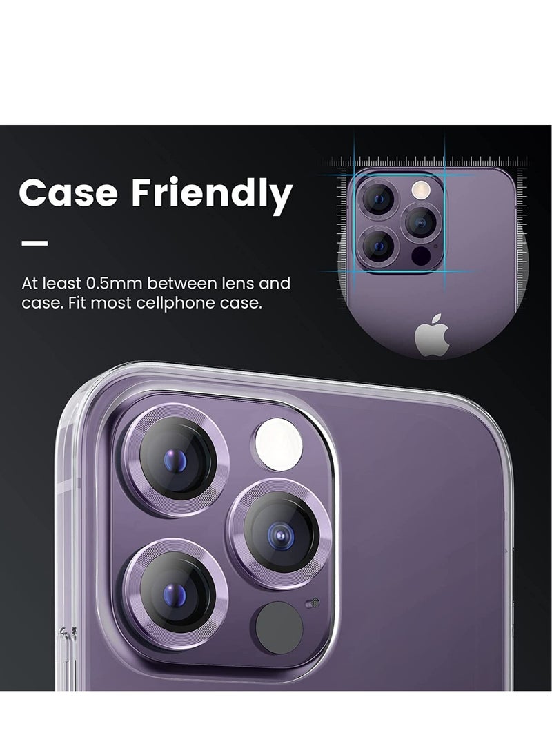 إلترازون iPhone 14 Pro - iPhone 14 Pro Max Camera Lens Protector, 9H Tempered Glass Camera Cover Screen Protector Metal Individual Ring for iPhone 14 Pro 6.1 inch /14 ProMax 6.7 inch 2022 - Image 2