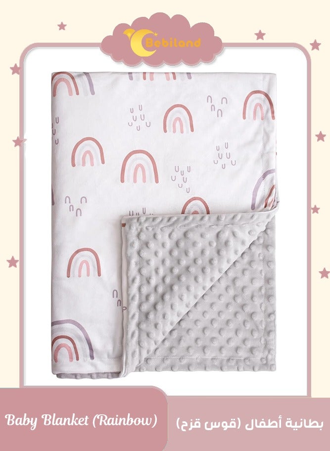 Bebiland Kids Baby Blanket Newborn Gifts, Soft Plush Blankets with Dotted Backing, Fleece Fabric Essentials for Unisex, Toddlers, Boys Girls 75x100cm - Image 1