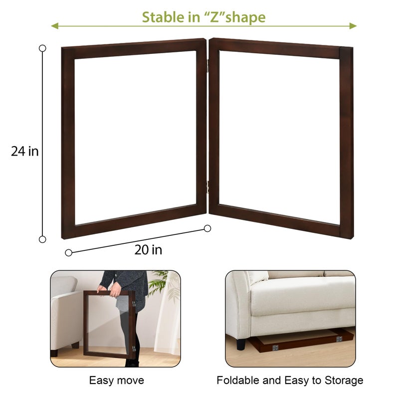 LZRS Clear Dog Gate for Indoor Use - Transparent Pet Fence with Solid Hardwood and Plastic Board, Stylish & Durable freestanding Pet Gate for Doorways, Stairs and Hallways-2 Panel Brown - Image 5