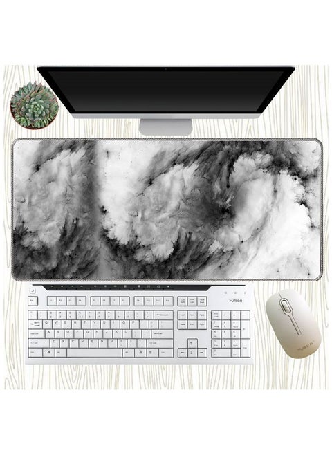 Super Large Gaming Mouse Pad 900x400mm Extended Thick Marble Pattern Rubber Personality Artistic Keyboard Desk Mat Pad For Computers Black White