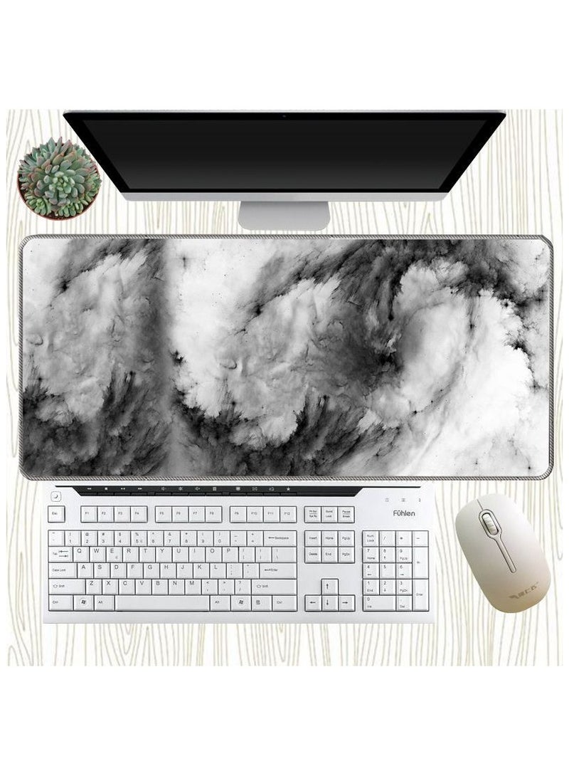 DOOAIR Super Large Gaming Mouse Pad 900x400mm Extended Thick Marble Pattern Rubber Personality Artistic Keyboard Desk Mat Pad For Computers Black White  - Image 1