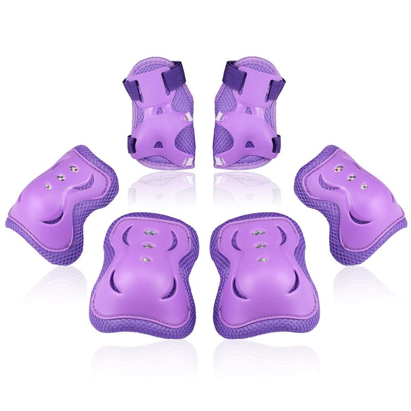 Kids/Youth Knee Pad Elbow Pads Guards Protective Gear Set for Roller Skates Cycling BMX Bike Skateboard Inline Skatings Scooter Riding Sports (Purple, Medium(9-15 years))