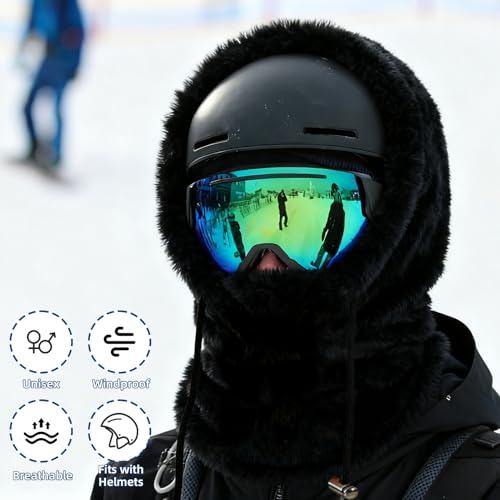 YESLIFE Winter Black Balaclava Ski Masks for Cold Weather, Fleece Thermal Face Mask, Neck Gaiters - Image 2