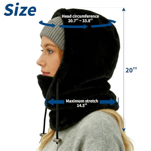 YESLIFE Winter Black Balaclava Ski Masks for Cold Weather, Fleece Thermal Face Mask, Neck Gaiters - Image 4