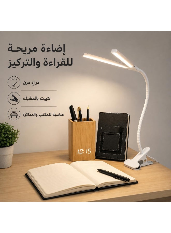 4-in-1 Desk & Study Set: Flexible clip-on desk lamp + LED digital clock with pen holder + notebook + stylus-tip ballpoint pen – a complete set for work, study, and desk organization. - Image 4