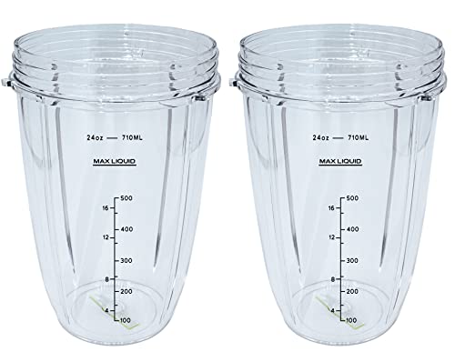 Blendin Replacement 24 Ounce Large Tall Cup Jar with Handled Lip Ring, Compatible with Nutribullet 600W, 900W, NB-101B, NB-101S, NB-201, NBR-0601, NBR-1201, NB9-1300, 900 Pro Series Blenders, 2 Pack - Image 5
