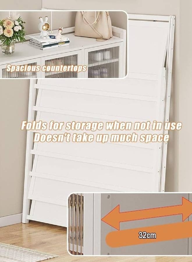 keke Modern 8 Tier 3 Door Shoe Cabinet with Transparent Doors & Open Bottom Beige 90x32x107cm - Image 3