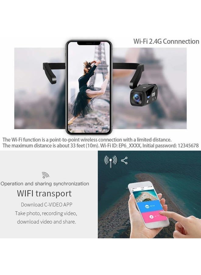 ORDRO Camcorder 4K Head Mounted Camera EP6 Wearable Video Camera FHD 1080P 60FPS Vlog Video Recorder WiFi Hands-Off Camera Webcam (32GB Memory Card Included) - Image 5