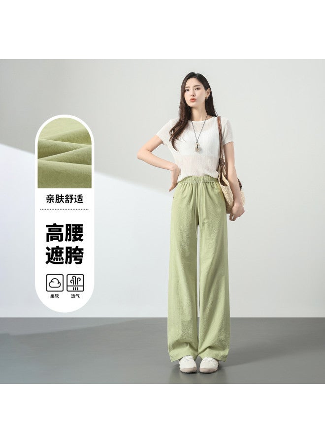 Hstyle Textured Breathable Slim Wide-leg Pants Women 2025 Summer Comfortable Lightweight Versatile Slimming Hip-covering Casual Trousers - Image 4