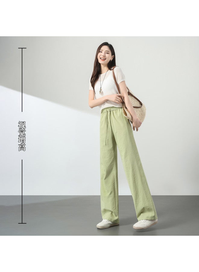 Hstyle Textured Breathable Slim Wide-leg Pants Women 2025 Summer Comfortable Lightweight Versatile Slimming Hip-covering Casual Trousers - Image 5