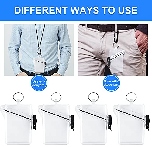 URATOT 4 Pack Waterproof Badge Holder Clear Safe Waterproof Card Holder with Lanyard for Cards, Coin and Money Heavy Duty Durable Locker Dry Box - Image 5
