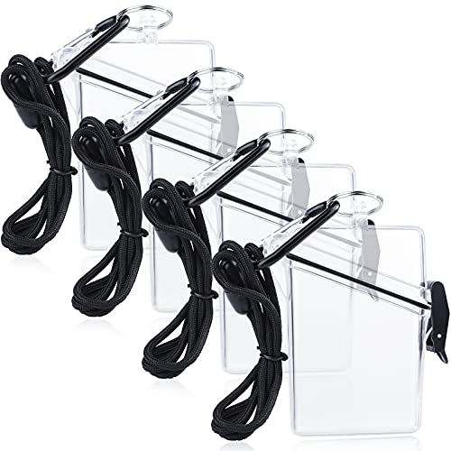 URATOT 4 Pack Waterproof Badge Holder Clear Safe Waterproof Card Holder with Lanyard for Cards, Coin and Money Heavy Duty Durable Locker Dry Box - Image 1
