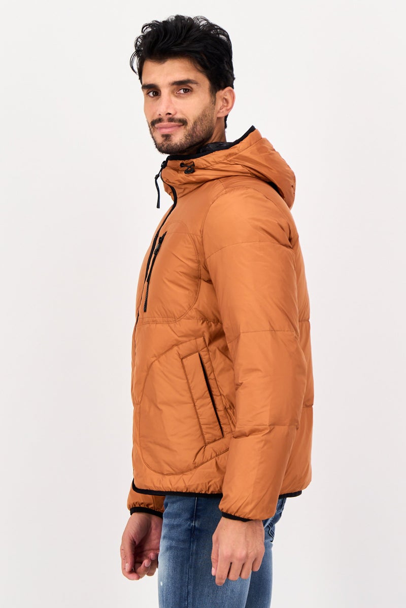 Selected Homme Men Solid Puffer Jacket, Rust - Image 2