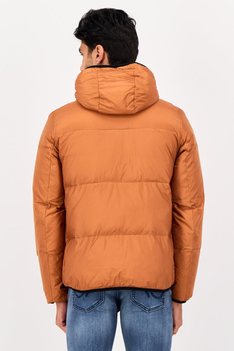 Selected Homme Men Solid Puffer Jacket, Rust - Image 3
