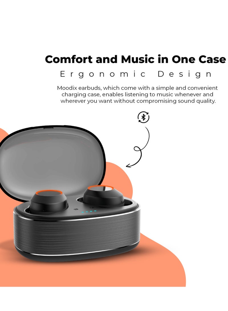 موديكس سماعات بلوتوث Moodix KI23K020 مع تحكم ذكي باللمس، أسود - Image 4