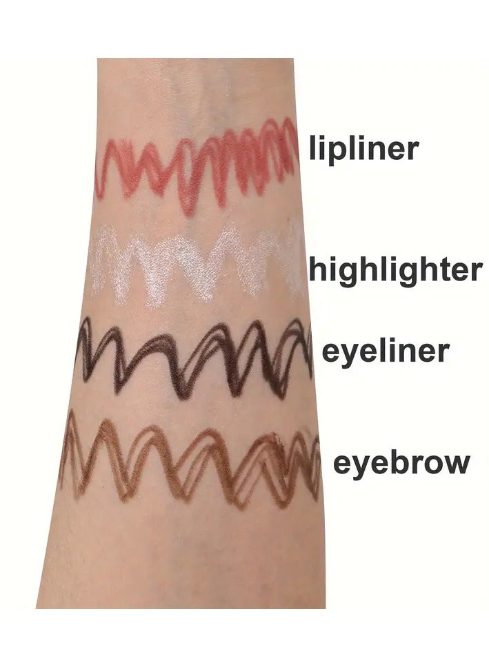 DubaiGallery 4-in-1 Cruelty-Free Travel Makeup Pen Vegan Eyebrow Eyeliner Lip Liner Highlighter Waterproof Face Eye Beauty Pencil - Image 4