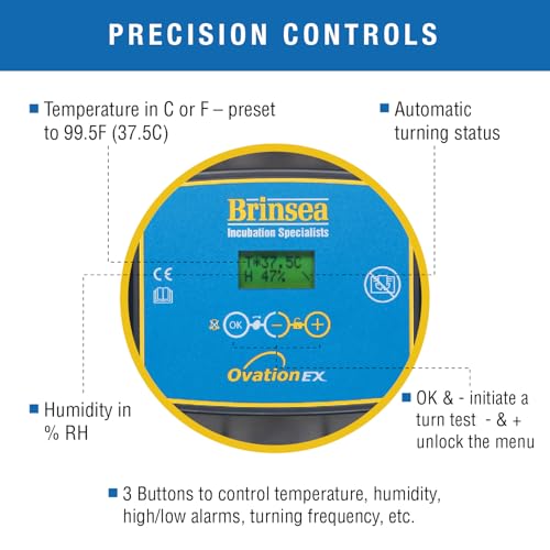 Brinsea Ovation 56 EX Egg Incubator With Automatic Humidity Control and Egg Turning for Hatching 56 Chicken, Duck, Other Bird Eggs, Precision Digital Controls, Temperature Alarms - Image 3