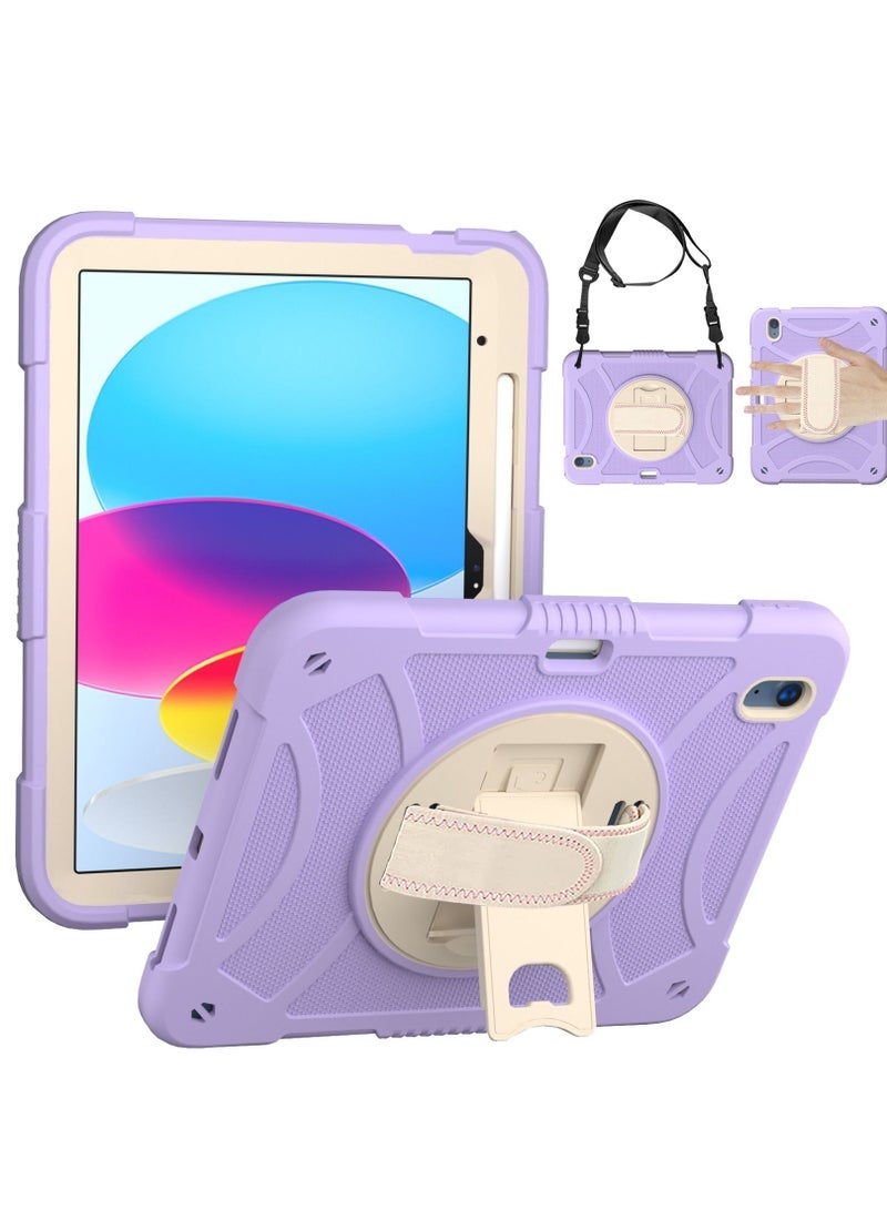 general Case for iPad 10th Generation 10.9inch 2022, Protective Rugged Kids Case with Pencil Holder, Shoulder Strap, Hand Strap, Kickstand, for Apple iPad 10th Gen -Raro Purple - Image 1