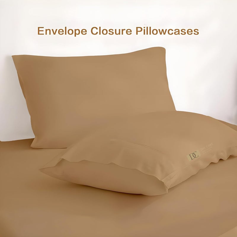 Day Care Single Bed Bedsheet Super Soft Brushed Microfiber Bedsheet for Single Bed 60X90 Inches Machine Washable Hypoallergenic Bedsheet with 1 Pillow Cover Beige - Image 3