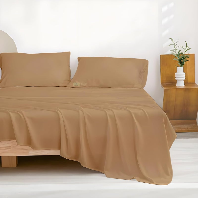 Day Care Single Bed Bedsheet Super Soft Brushed Microfiber Bedsheet for Single Bed 60X90 Inches Machine Washable Hypoallergenic Bedsheet with 1 Pillow Cover Beige - Image 1