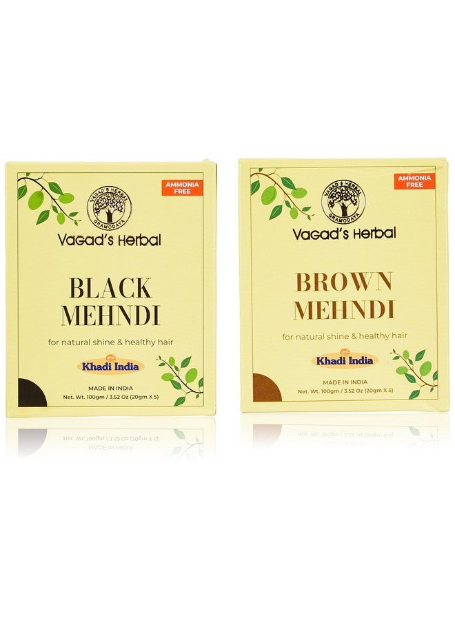 Vagad's Khadi Vagad’S Khadi Black Mehndi 100Gm | Natural | Ammonia Free Henna & Vagad’S Khadi Brown Mehndi 100Gm | Natural | Ammonia Free Henna - Image 1