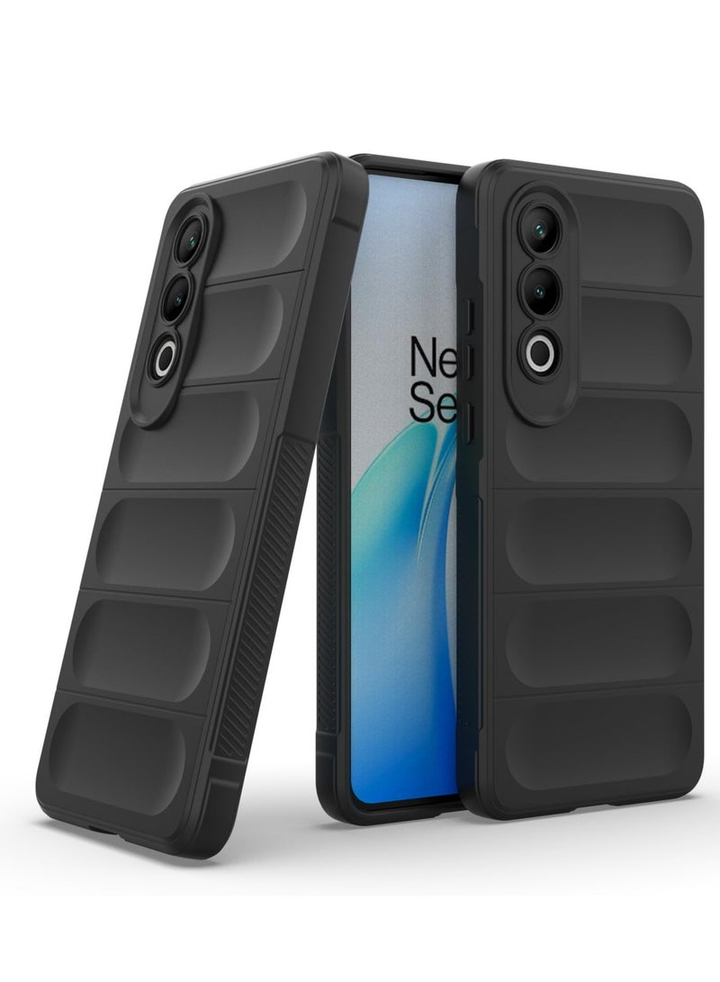 OnePlus Nord CE4 5G Case Cover, Heavy Duty 3D Striped Pattern Sensory Soft Silicone Full Portection Shockproof Phone Case Black - Image 1