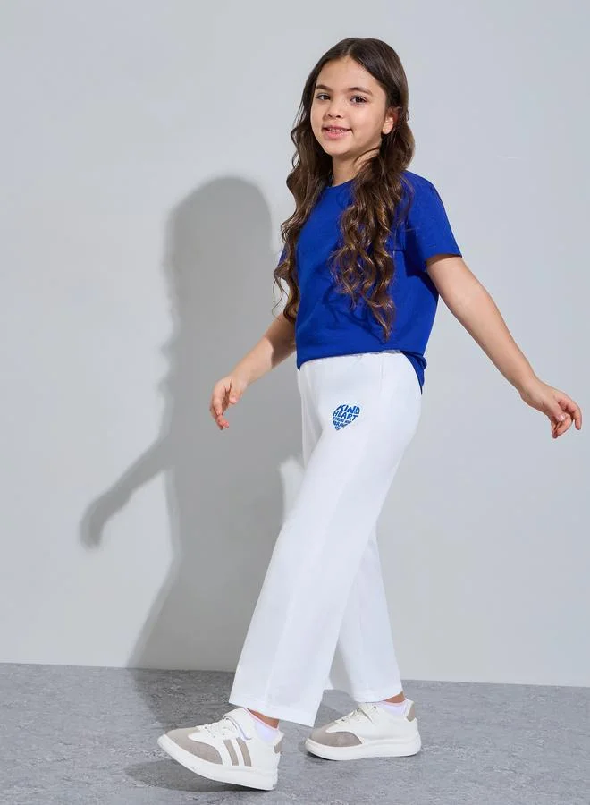 Styli Girls Off-White Graphic Print Wide Leg Jogger Pants