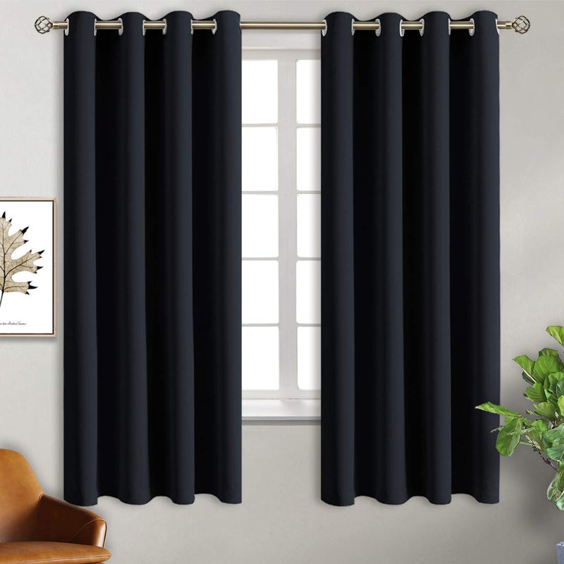 BGment Black Blackout Curtains for Bedroom 63 Inch Length 2 Panels Set Room Darkening Light Blocking Thermal Insulated Grommet Window Drapes Each Panel 46 Inch Wide