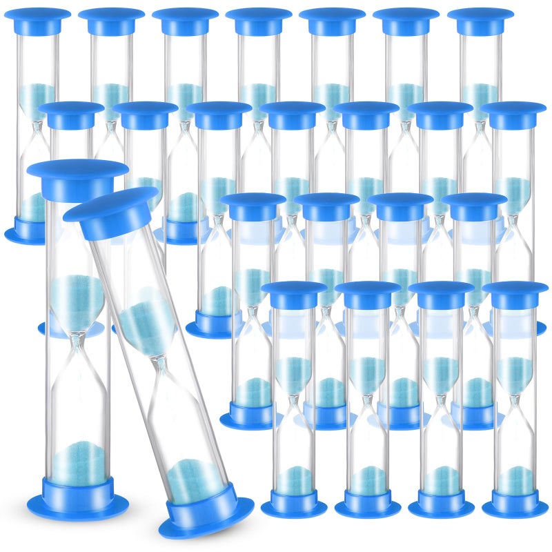 24 Pcs 5 Minute Sand Timer Plastic Hourglass 5 Min Visual Timer Mini Classroom Small Shower Hourglass for Teacher Classroom School Must Haves Supplies Egg Sand Clock Kids Time ManagementBlue