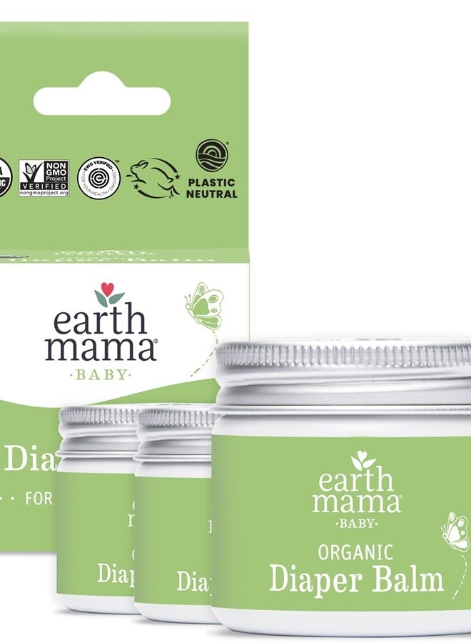 Earth Mama Organic Diaper Balm 2-Ounce | Diaper Cream for Baby | EWG Verified, Petroleum & Artificial Fragrance-Free with Calendula for Sensitive Skin (3-Pack) - Image 1
