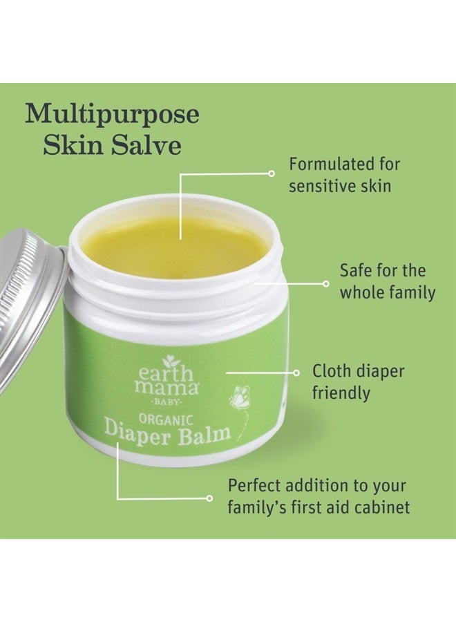 Earth Mama Organic Diaper Balm 2-Ounce | Diaper Cream for Baby | EWG Verified, Petroleum & Artificial Fragrance-Free with Calendula for Sensitive Skin (3-Pack) - Image 2