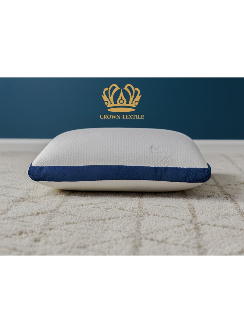 CROWN TEXTILE (2 pieces) Soft ribbed fabric pillow with a cool and refreshing feel, with 1100g microfiber filling - Image 1