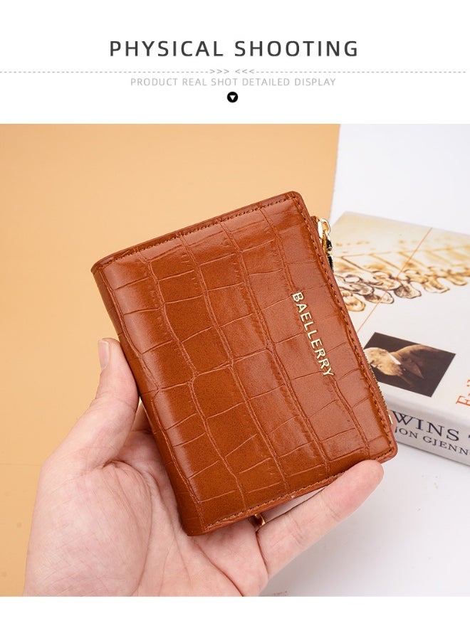 baellerry Women's Short Purse Korean Multi-functional Stone Pattern Purse Zipper Women's Bag  - Image 3