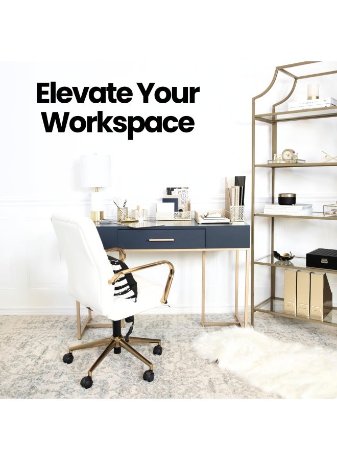 BLU MONACO Gold Desk Organizer Set Mail Sorter Sticky Note Holder Pen Cup Magazine Holder Letter Tray Business Card Holder Pink Office Decor - Image 4