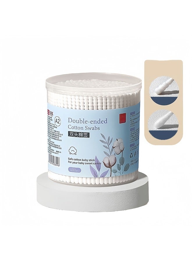 400Pcs Baby Cotton Swabs Paper Double-End Cotton Buds Safety Swabs for Ear Nose Cleaning Makeup Removal  - Image 1