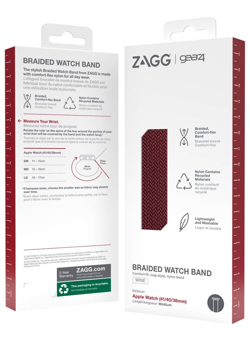 Gear4 Braided Apple Watch Series 8/7 (41mm), Series 6/SE/5/4 (40mm) and Series 3/2/1 (38mm) - Wine - Image 2