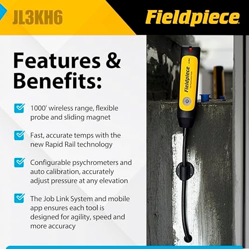 Fieldpiece - Job Link System HVACR Wireless Probe Kit - JL3KH6 - Fast Accurate Temps with Rapid Rail Technology - HVAC Tools with Padded Case - Image 2