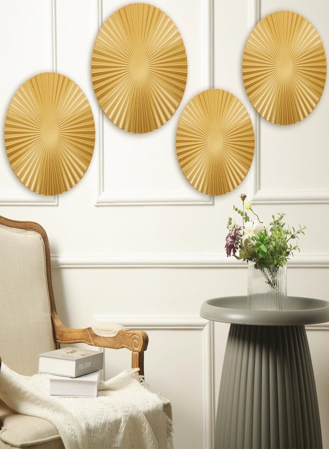 Beeveer 8 Pcs Silver and Gold Metal Wall Decor Set Metal Wall Mount Modern Art Decor Large Sunburst Hanging Sculpture Circular Decorative for Home Office Bedroom Living Room(Gold) - Image 4