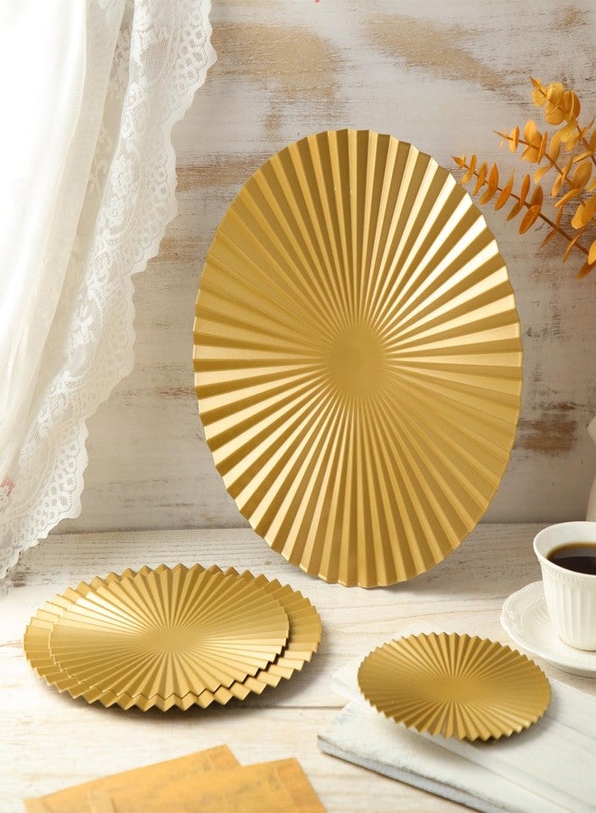 Beeveer 8 Pcs Silver and Gold Metal Wall Decor Set Metal Wall Mount Modern Art Decor Large Sunburst Hanging Sculpture Circular Decorative for Home Office Bedroom Living Room(Gold) - Image 3