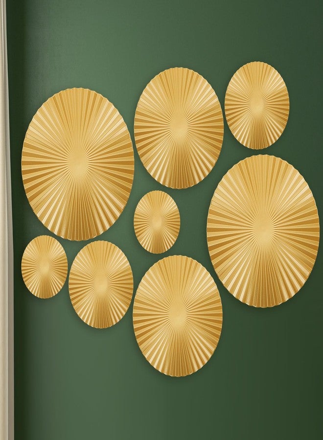 Beeveer 8 Pcs Silver and Gold Metal Wall Decor Set Metal Wall Mount Modern Art Decor Large Sunburst Hanging Sculpture Circular Decorative for Home Office Bedroom Living Room(Gold) - Image 1