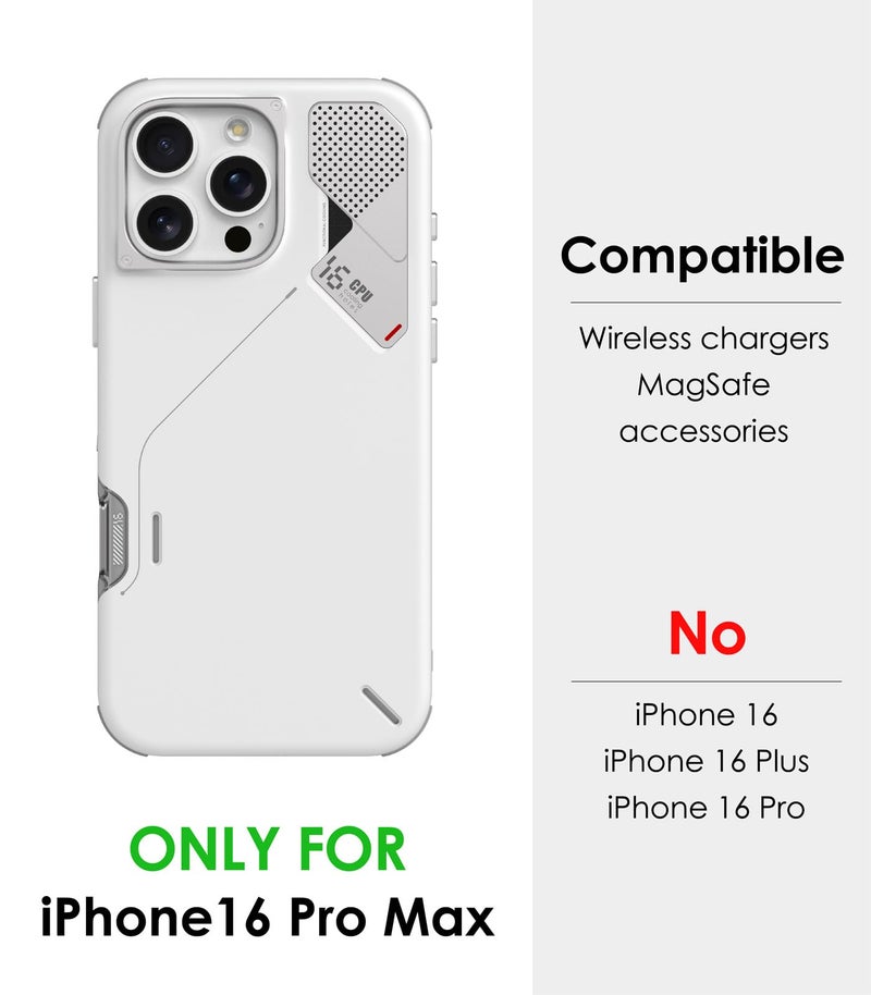 Aulumu A16 Shockproof iPhone 16 Pro Max Case | Updated Camera Control | Real Cooling | Aluminum Alloy Camera Frame | Multi-Layer Composite Protection - White - Image 2