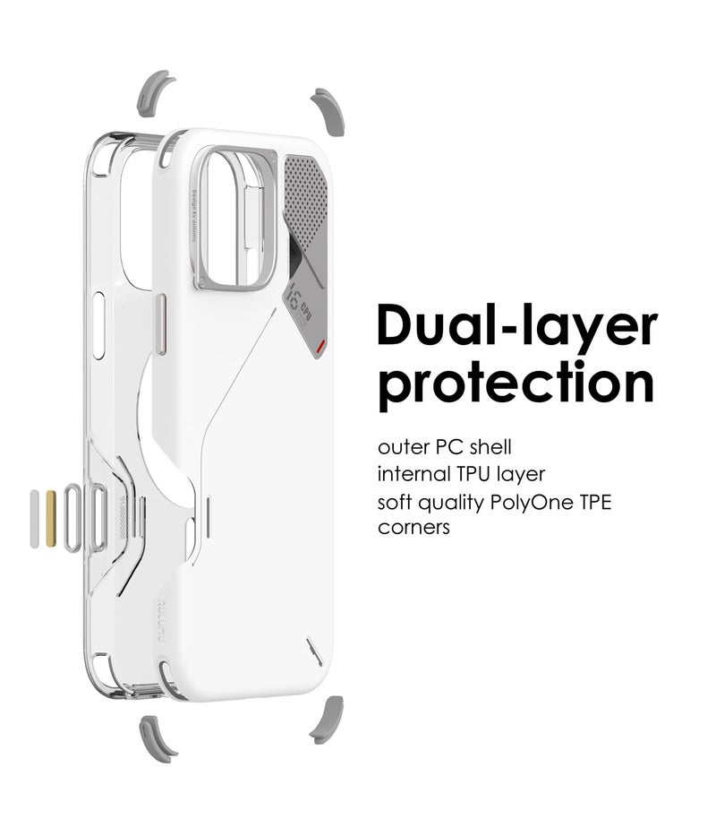 Aulumu A16 Shockproof iPhone 16 Pro Max Case | Updated Camera Control | Real Cooling | Aluminum Alloy Camera Frame | Multi-Layer Composite Protection - White - Image 3