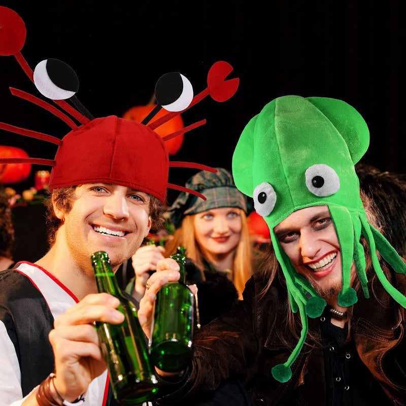 Kasyat 3 Pcs Octopus Clown Fish Crab Hats Ocean Sea Animal Hats Halloween Hat Crazy Costume Hat for Photo Booth Cosplay Funny Party - Image 5